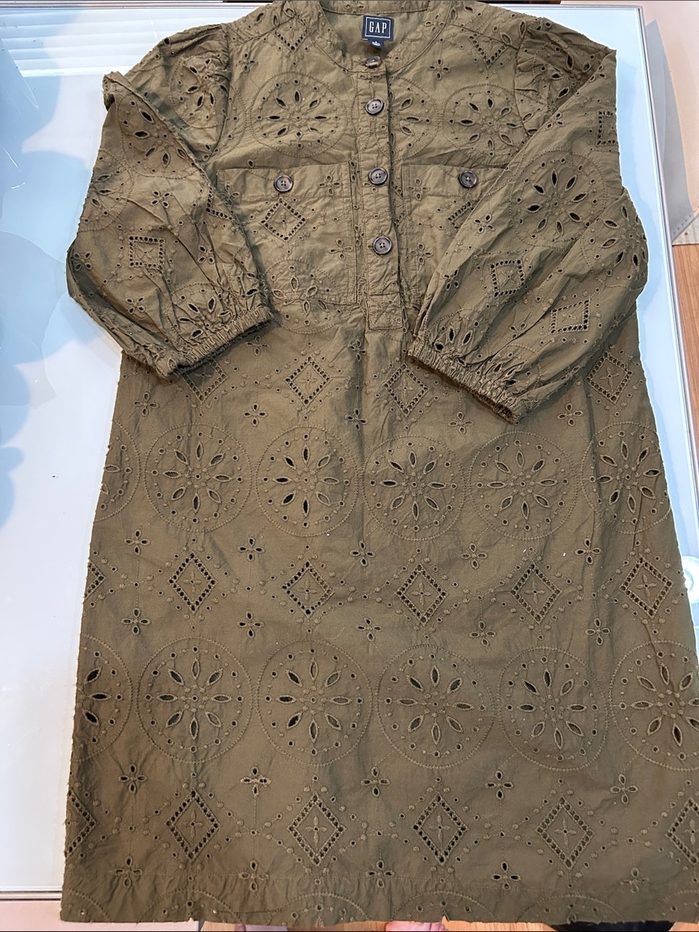 Deep dark olive green brown ? Thick cotton lined dress The Gap